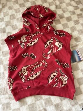 Disney Pixar cars kids Red Graphic Hooded Sleeveless Top